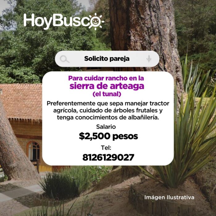 Solicito pareja para cuidar rancho Imagen de la galería