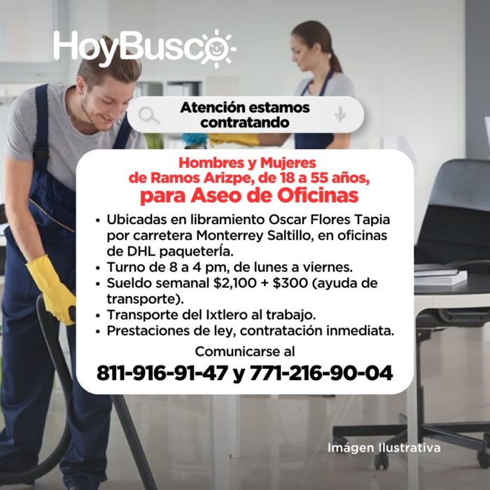 Se solicita personal para aseo de oficinas Imagen de la galería