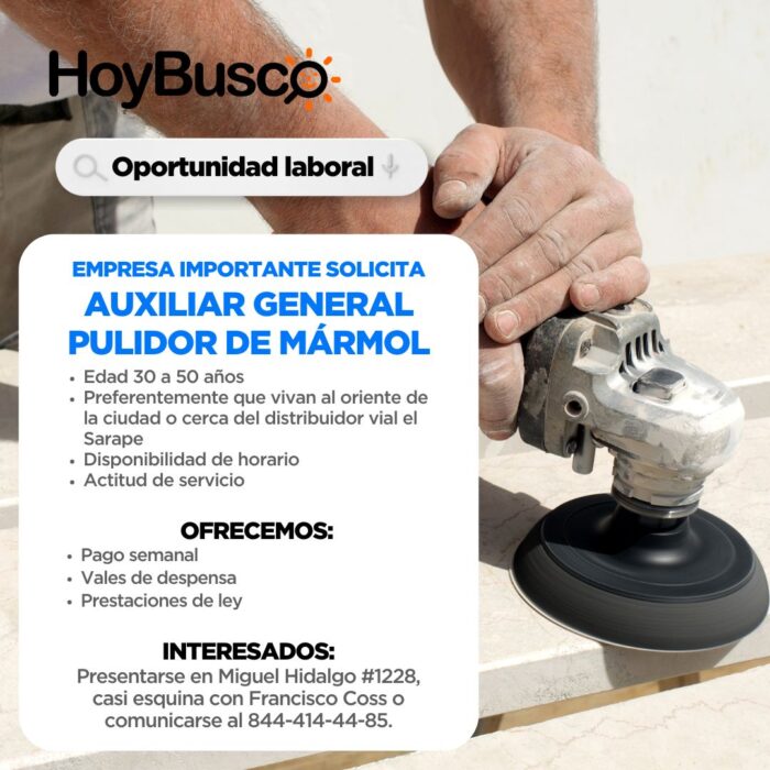 Se solicita pulidor de mármol Imagen de la galería