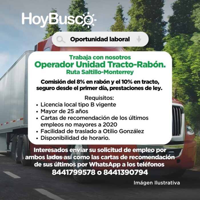 Se solicita operador tracto-rabón Imagen de la galería