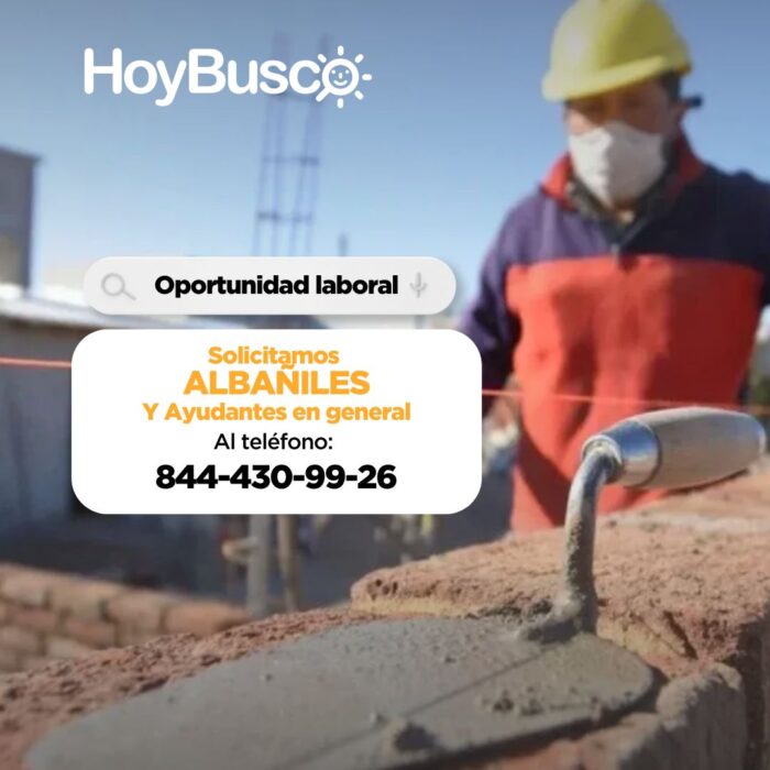 Solicitamos albañiles y ayudantes en general Imagen de la galería