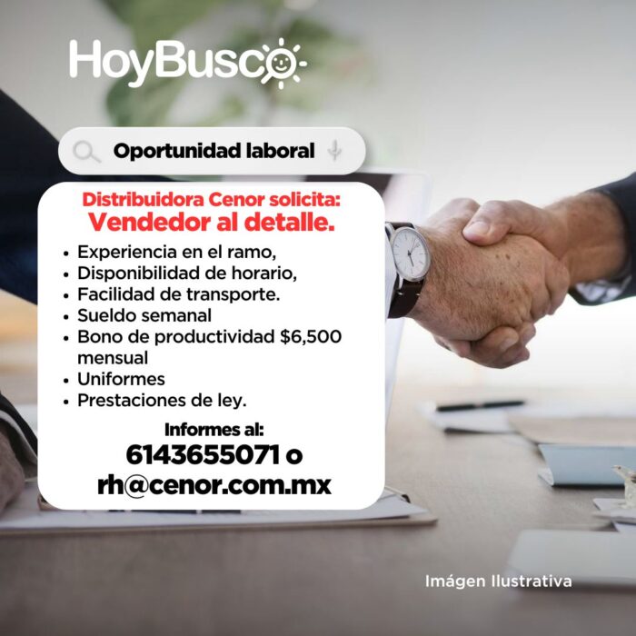Distribuidora Cenor solicita vendedor Imagen de la galería