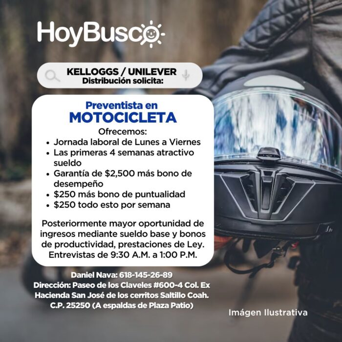 Kellogg´s solicita preventista en motocicleta Imagen de la galería