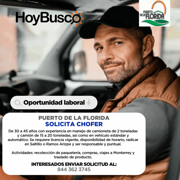 🚨 ¡PUERTO DE LA FLORIDA ESTÁ CONTRATANDO CHOFER! 🚨 Imagen de la galería