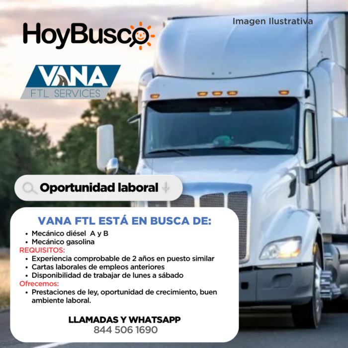 🚛 ¡Oportunidad laboral en VANA FTL! 🔧 Imagen de la galería