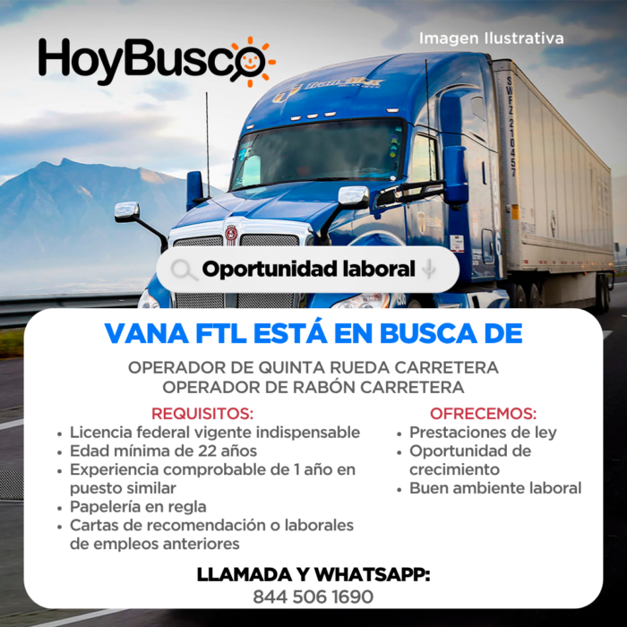 🚛 ¡OPORTUNIDAD LABORAL!VANA FTL está contratando Imagen de la galería